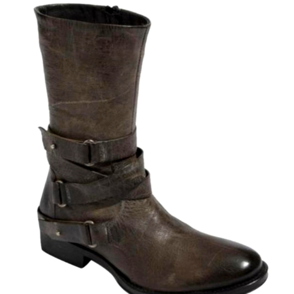 VERA WANG LAVENDER "Kippy" Moto Boots Gray Leather